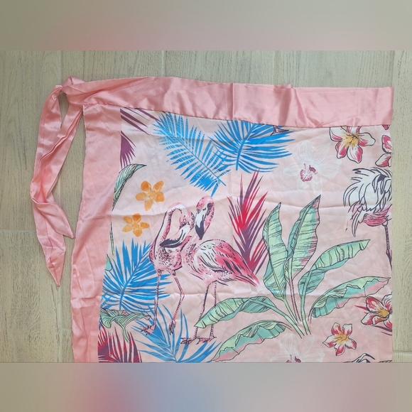 Tropical flamingo print swimsuit cover up/sarong/skirt with ties - one size - Picture 8 of 10